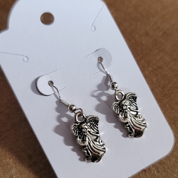 Handmade Sterling Silver Guardian Angel Earrings - Picture 3 of 6